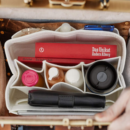 Taschenorganizer Geldbörse Filz Weiß