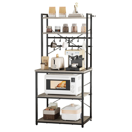 Bakers Rack 600mm, Double Shelf, 12 Hooks, X-Back
