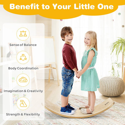 Balance Board, Birch Wood Wobble Toy 35 x 15.5 in