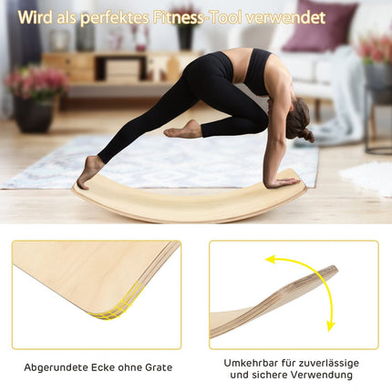 Balance Board Curvy Board Balancierbrett aus Holz 90 x 30cm
