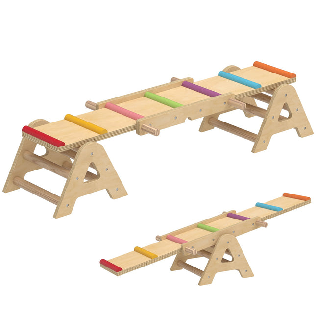 Wackelbrett & Wippe für Kinder, Holz, 133 x 38 x 24 cm