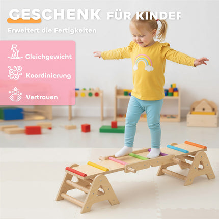 Wackelbrett & Wippe für Kinder, Holz, 133 x 38 x 24 cm