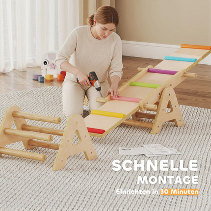 Wackelbrett & Wippe für Kinder, Holz, 133 x 38 x 24 cm