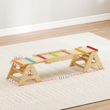 Wackelbrett & Wippe für Kinder, Holz, 133 x 38 x 24 cm