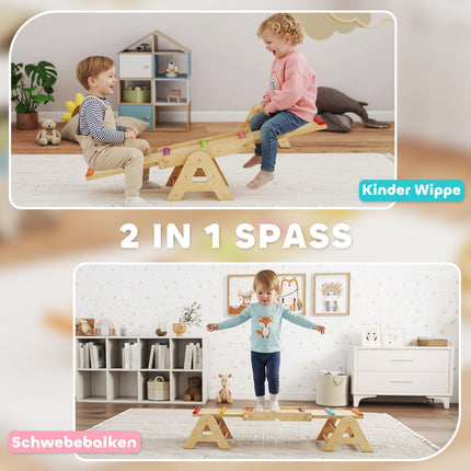 Wackelbrett & Wippe für Kinder, Holz, 133 x 38 x 24 cm