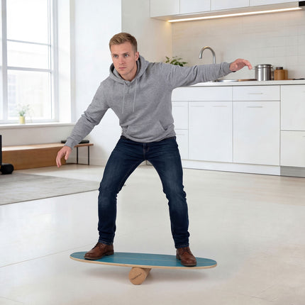 Balance Board Set – Birkenholz, Korkrolle, Ablageregal