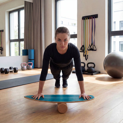 Balance Board Set – Birkenholz, Korkrolle, Ablageregal