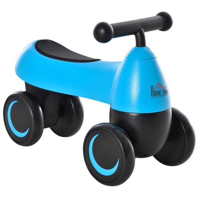 Balance bike for toddlers, 4-wheel, ages 18-36 months, blue