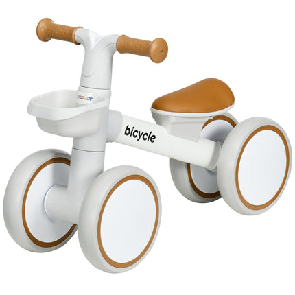 Balance bike for toddlers, brown & white, TPU wheels, 1 year+
