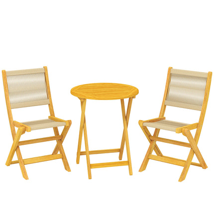 Balkon-Bistro-Set, 3-teilig, faltbar, Akazienholz & Rattan