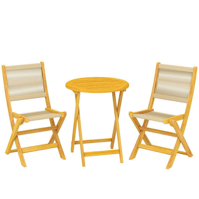 Balkon-Bistro-Set, 3-teilig, faltbar, Akazienholz & Rattan