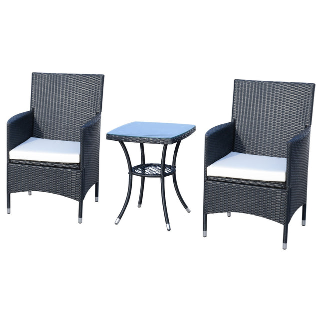 Polyrattan Gartenbalkonbank für 2 Personen, schwarz