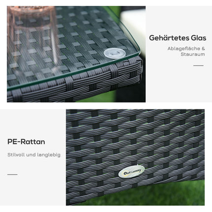 Polyrattan Gartenbalkonbank für 2 Personen, schwarz
