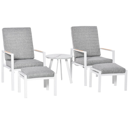 Verstellbares Balkonmöbel-Set für 4 Personen - Aluminium Grau/Weiß