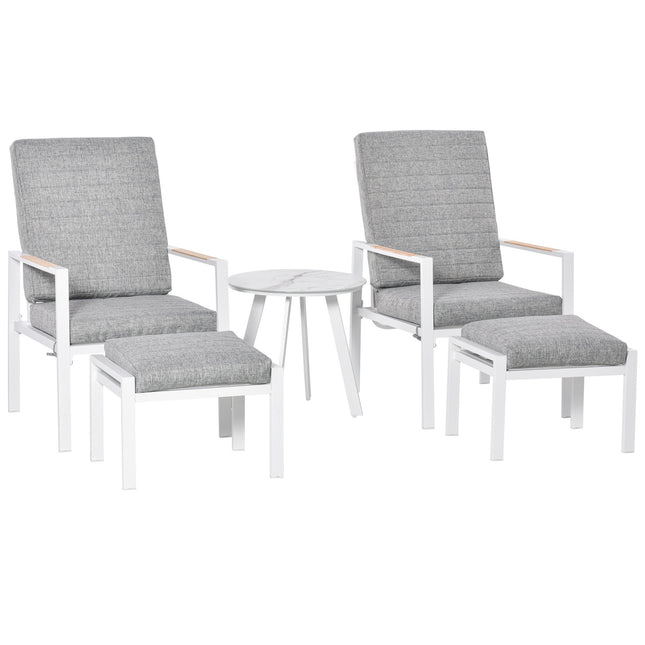 Verstellbares Balkonmöbel-Set für 4 Personen - Aluminium Grau/Weiß