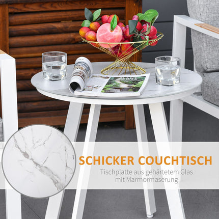 Verstellbares Balkonmöbel-Set für 4 Personen - Aluminium Grau/Weiß