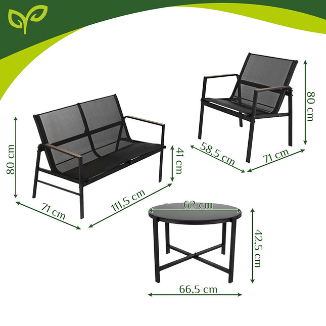 Balkonmöbel-Set - 4-teilig, Stahl & Teslin-Gewebe