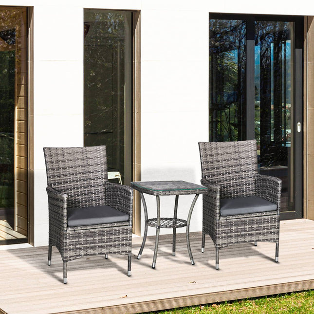 Rattan-Balkonmöbel für 2 – dunkelgrau für den Außenbereich
