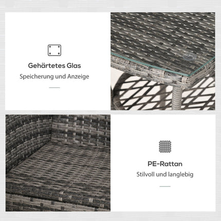 Rattan-Balkonmöbel für 2 – dunkelgrau für den Außenbereich