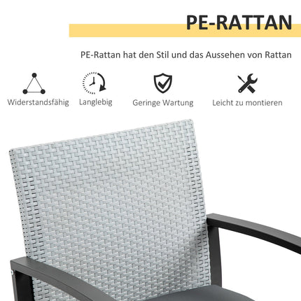 Balkonmöbel-Set – Stahlgestell, inkl. Kissen