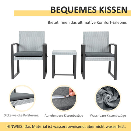 Balkonmöbel-Set – Stahlgestell, inkl. Kissen