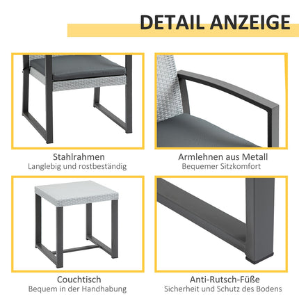 Balkonmöbel-Set – Stahlgestell, inkl. Kissen