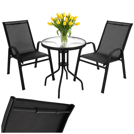 Balcony Furniture Set with Table and 2 Chairs, UV Resistant