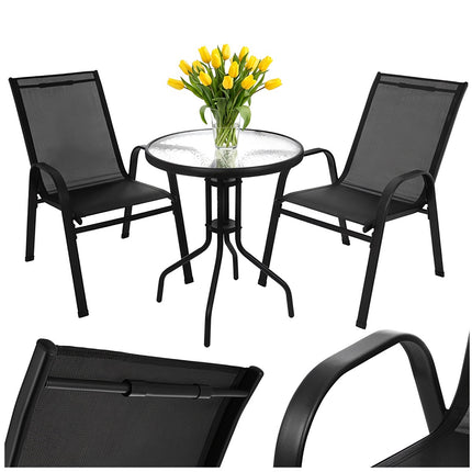 Balcony Furniture Set with Table and 2 Chairs, UV Resistant