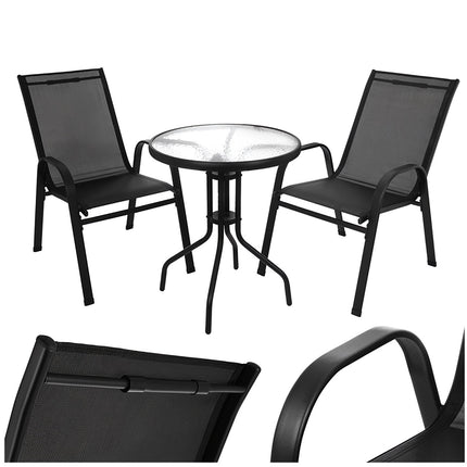 Balcony Furniture Set with Table and 2 Chairs, UV Resistant