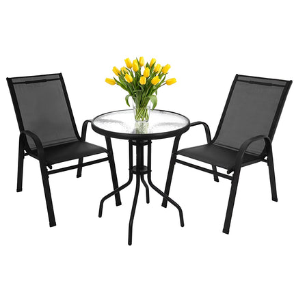 Balcony Furniture Set with Table and 2 Chairs, UV Resistant