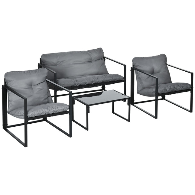 Outdoor-Lounge-Set mit Kissen – Sofa, Sessel, Tisch
