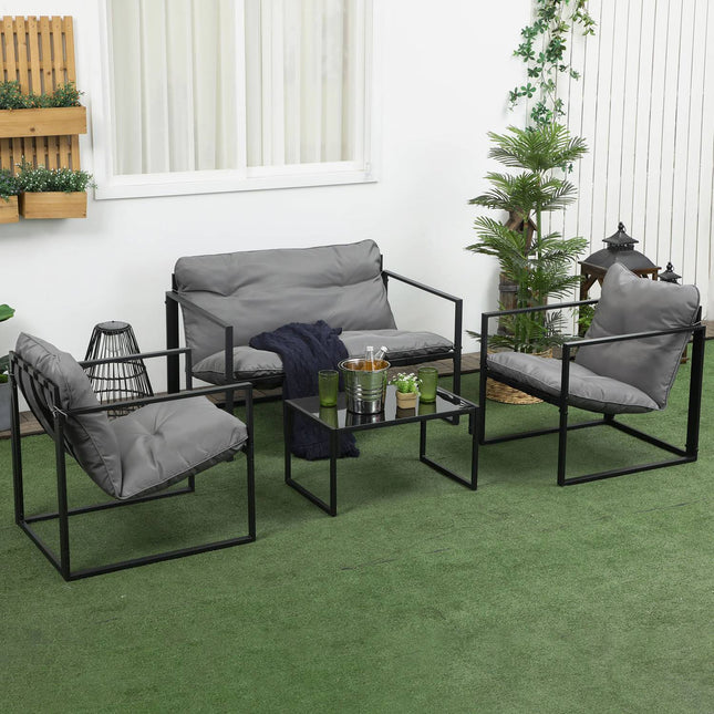Outdoor-Lounge-Set mit Kissen – Sofa, Sessel, Tisch