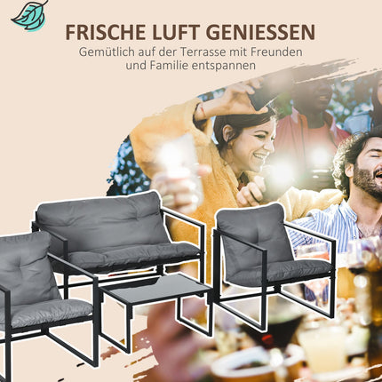 Outdoor-Lounge-Set mit Kissen – Sofa, Sessel, Tisch