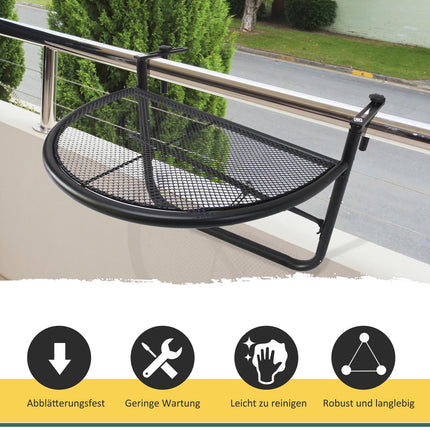 Half-round metal balcony table, height adjustable Ø30Cm