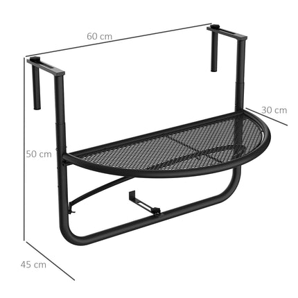 Half-round metal balcony table, height adjustable Ø30Cm