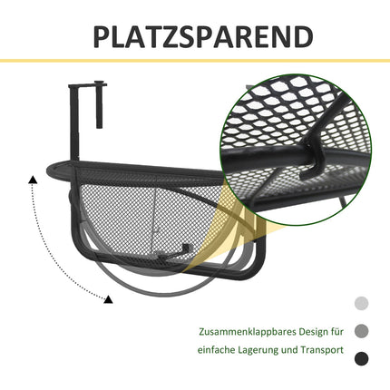 Half-round metal balcony table, height adjustable Ø30Cm