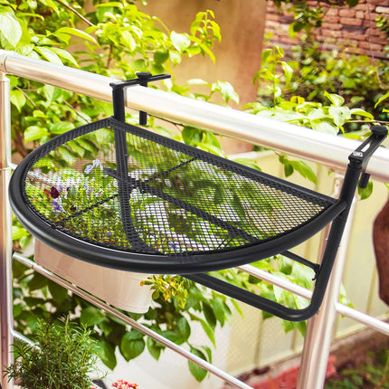 Half-round metal balcony table, height adjustable Ø30Cm