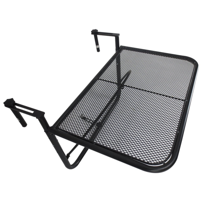 Balkon Verstellbarer quadratischer Hänge-Tisch aus Metall, schwarz, 60x56,5x45cm