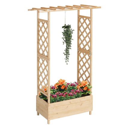 Balcony Planter With Trellis And Canopy, Fir Wood