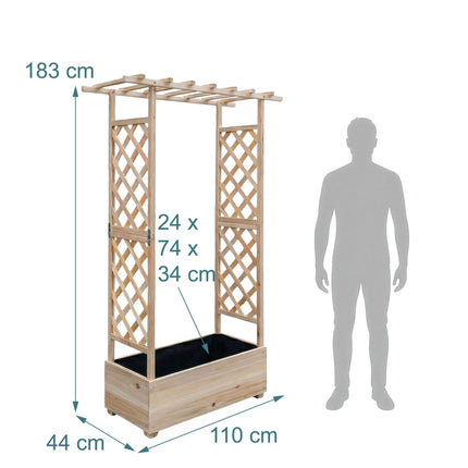 Balcony Planter With Trellis And Canopy, Fir Wood
