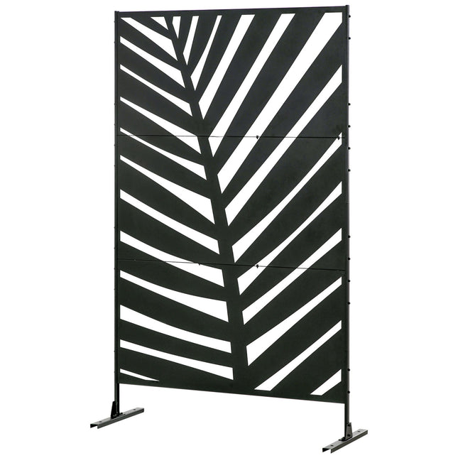 Sichtschutz Balkon, Bananenblatt, 122x198cm, Schwarzer Stahl