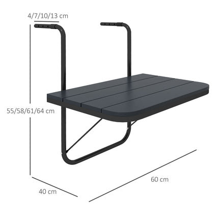 Verstellbarer Aluminium-Balkontisch, klappbar, 25 kg Tragkraft