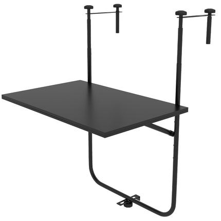 Folding balcony table, 3-way adjustable, 62x60cm, black