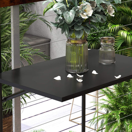 Folding balcony table, 3-way adjustable, 62x60cm, black