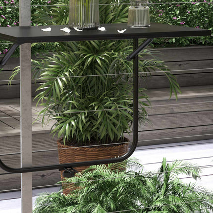Folding balcony table, 3-way adjustable, 62x60cm, black