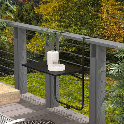 Folding balcony table, 3-way adjustable, 62x60cm, black