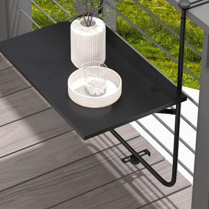 Folding balcony table, 3-way adjustable, 62x60cm, black