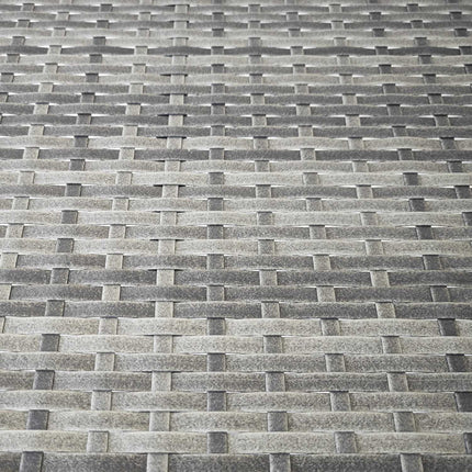 Halbrunder grauer Polyrattan Garten-Balkon-Tisch, 100x50x74 cm
