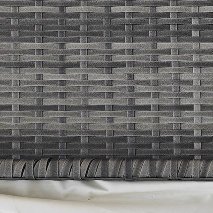 Halbrunder grauer Polyrattan Garten-Balkon-Tisch, 100x50x74 cm