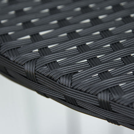 Schwarzer Polyrattan-Halbrunder-Balkontisch, 100x50x74 cm